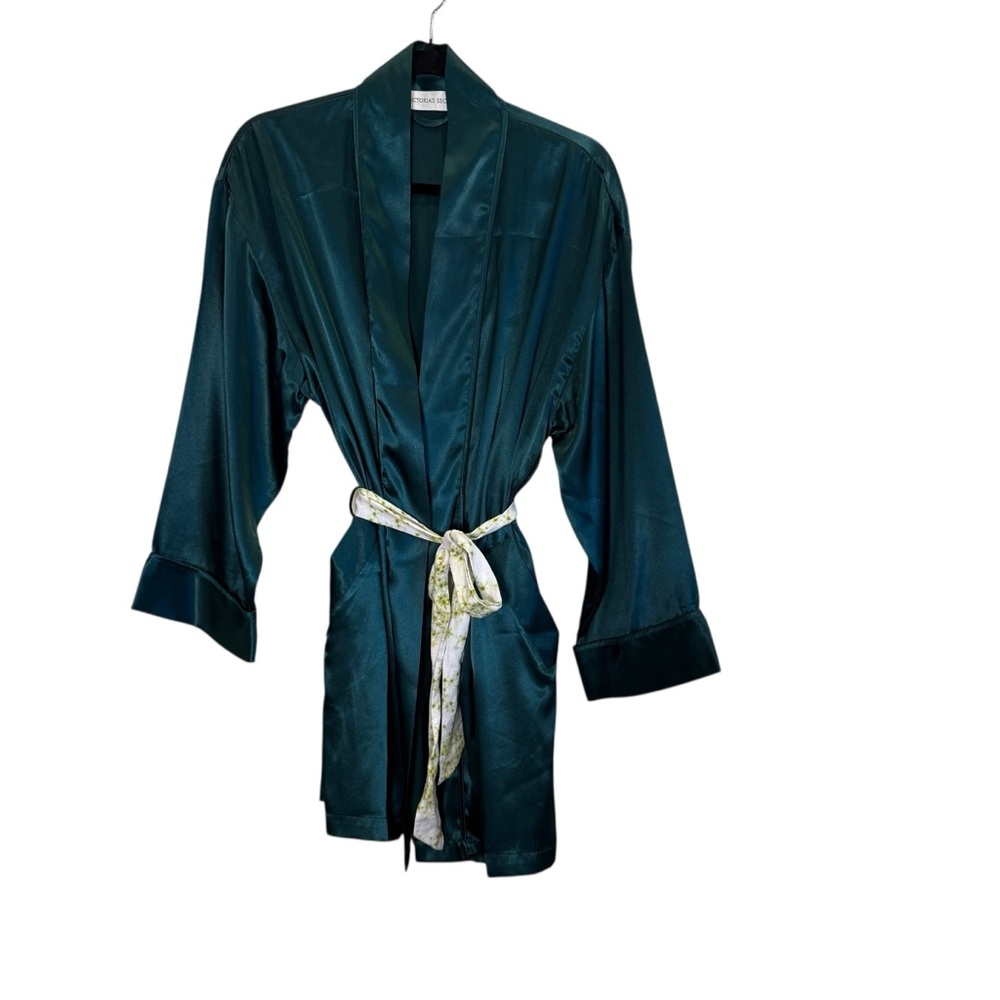 Victoria's Secret Vintage Women’s Rich Emerald Green Satin Short Robe Sz O/S